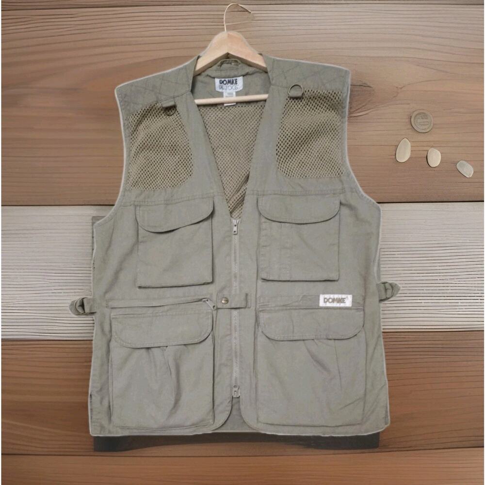 Vintage Domke Photogs Green Canvas Photography Safari Utility Vest Large EUC